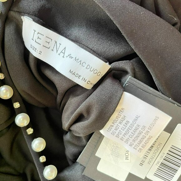 Mac Duggal Pearl Shoulder Strap Black Jersey Maxi Dress Formal Gown Sz 2 NWT - Picture 13 of 13